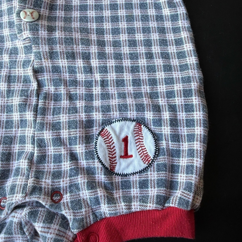 Plaid Red and Gray Kids One Piece - Picture 2 of 5